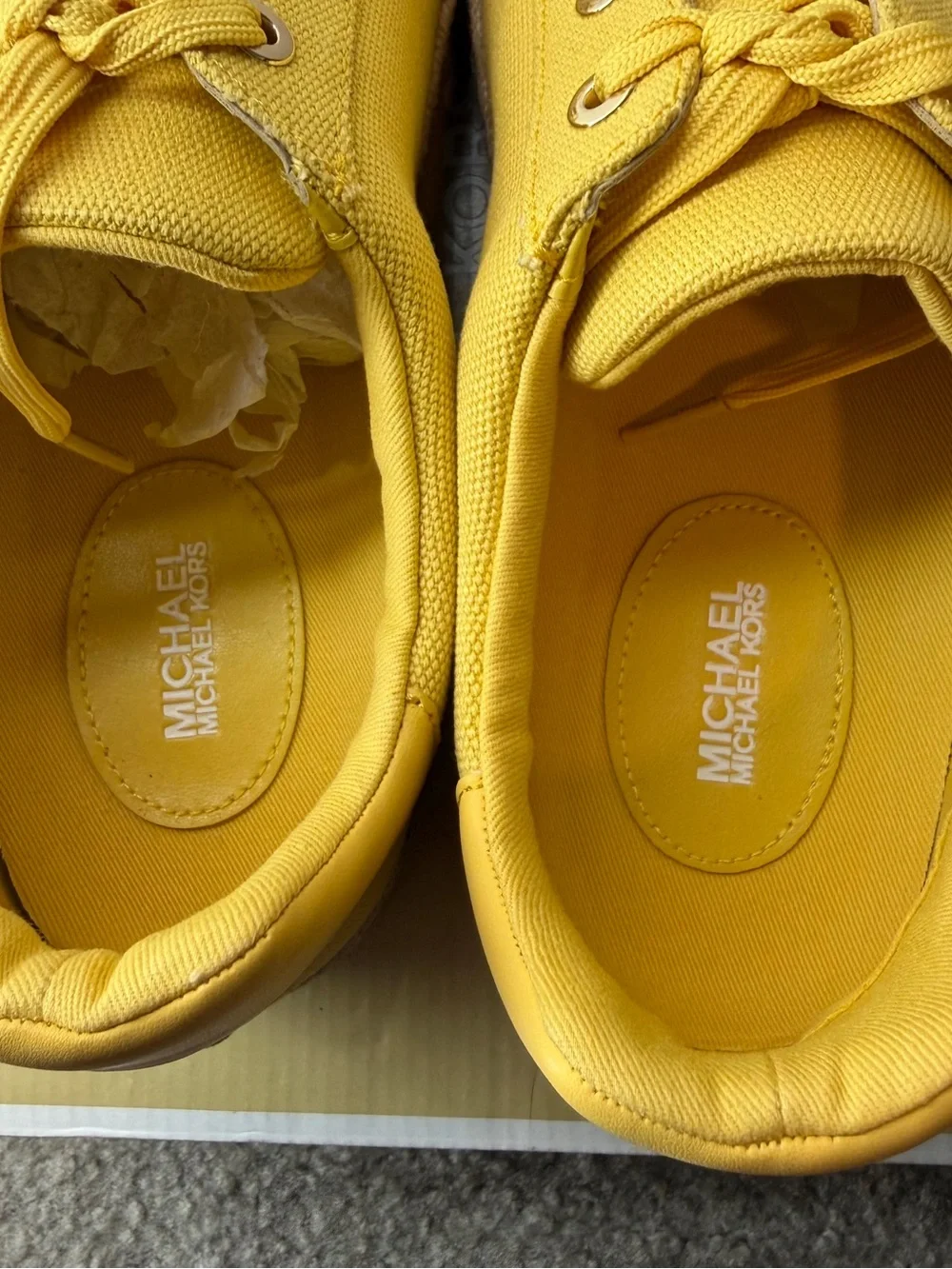 Michael Kors Poppy Espadrille Canvas Sneakers – Daffodil Yellow  Platform Sz 11M